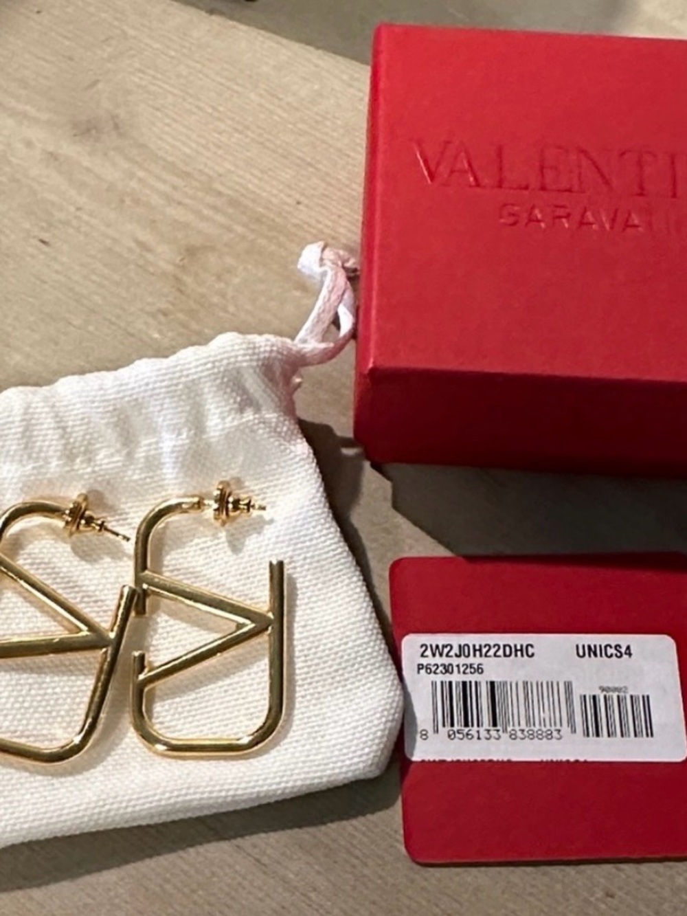 Valentino Garavani Gold V-logo Drop Earrings